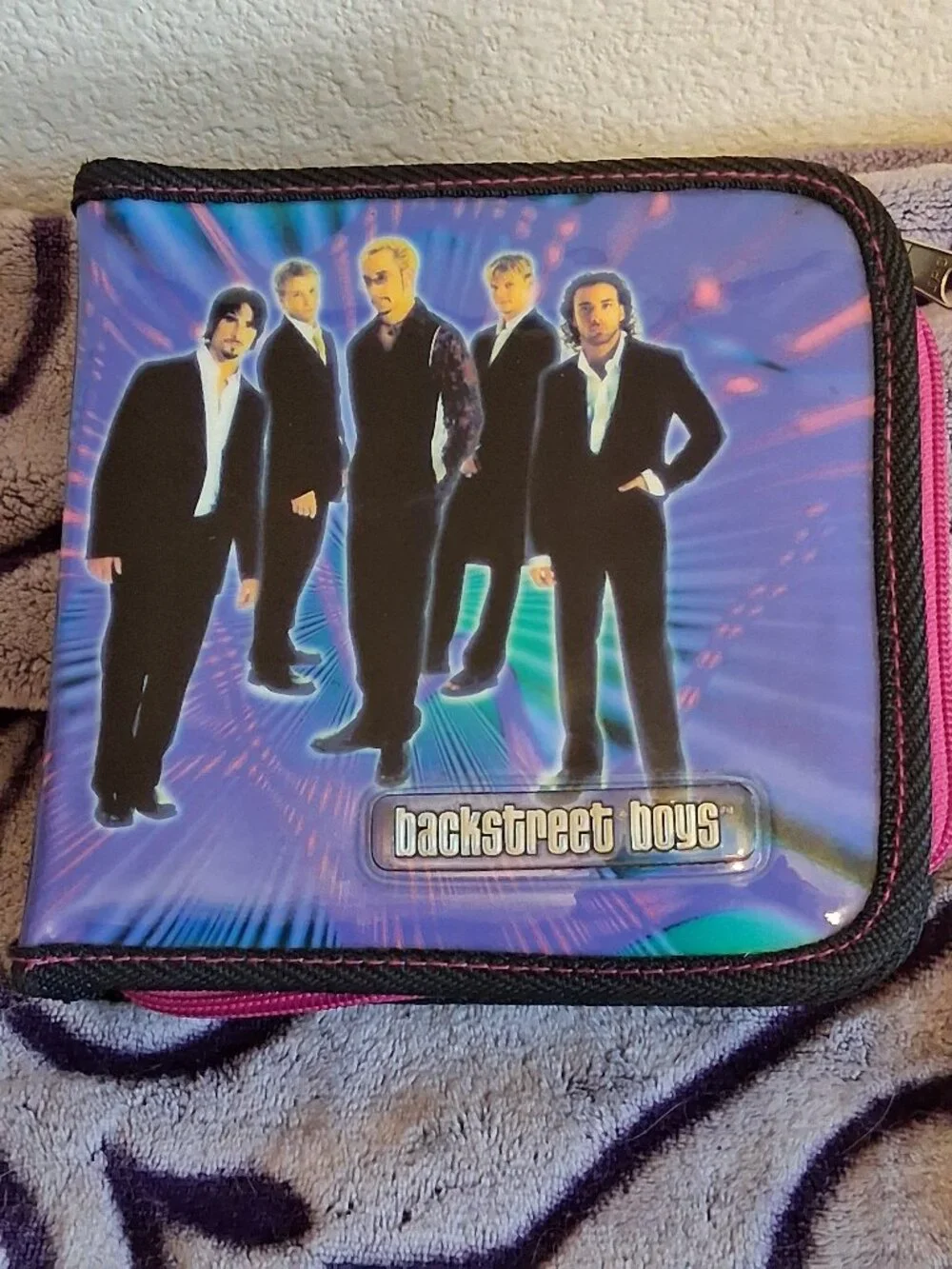 Vintage 2001 Y2K Backstreet Boys CD Case Holder 12 Disc Zipper Soft Vinyl 6